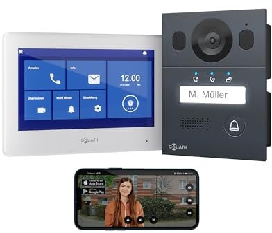 GOLIATH® Videocitofono 2 Fili [SCHERMO DA 7 POLLICI] - Video citofono con telecamere esterne - Kit Videocitofono con Apriporta - Videocitofoni monofamiliare - Antivandalo e impermeabile - Da incasso