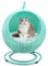 QLXYYFC Hanging Basket Cat Swing Bed,Wicker Cat Bed Indoors & Outdoors, with Removable Cushion & Hanging Ball, for Sleeping, Playing, Climbing, and Lounging (Color : Green, Size : 43cm X 66cm)
