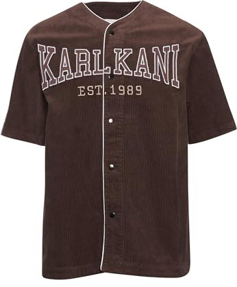 Karl Kani Herren KM234-020-1 KK Woven Retro Corduroy Baseball Shirt S Brown
