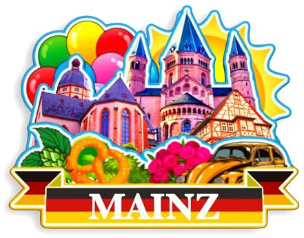 Quwsne Kühlschrankmagnet Mainz Deutschland Kühlschrankmagnet Stadt Reise Souvenirs Touristengeschenke 3D klassische Sehenswürdigkeiten handgefertigt Handwerk Heimdekoration -1226, QS-WC-1226