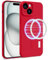MyGadget Coque Silicone [ Compatible avec MagSafe ] pour iPhone 15 - Case TPU Souple & Soft avec Doublure Microfibre - Cover Protection Extra Fine & Légère Rouge