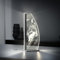 Luverre Tischlampe | LED-Leuchte | Glas-Leuchte mit Gravur für Nachttisch, Kommode, Wohnzimmer | Wolf, Tiere (Wächter der Wildnis, Segel | anthrazit)