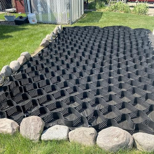 CUPKEE Geozellgitter, strapazierfähig, durchlässig, Stabilisator, Polyethylen, Anti-Verformung, Kies, Stabilisator, Gitter, für Schuppen, Wege, Terrassen, 6 x 10 m