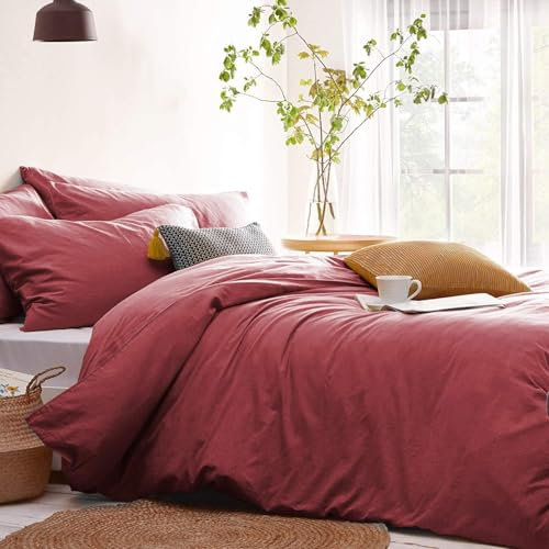 Lanqinglv Bettwäsche 140x200 Altrosa Rosa Wendebettwäsche Set aus Mikrofaser,Einfarbig Bettbezug Deckenbezug 140x200 mit Reißverschluss und Kissenbezug 80x80cm,Oeko-Tex Zertifiziert