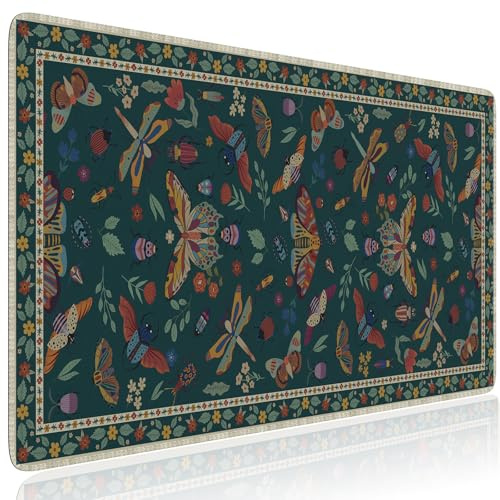 HAOCOO Desk Mat for Keyboard and Mouse, Large Mouse Pad for Desk, Non-Slip Keyboard Mat with Edge Stitching, XXL Mouse Pad for Office (Dark Green)