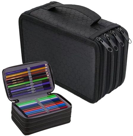 VicBou Große Federmäppchen, 72 Slots Federmappe, Farbige Bleistifte Halter Federmappe Große Bleistifttasche für Schule Studenten, Arbeit, Office Pen Organizer Holder Schulmaterial, Schwarz