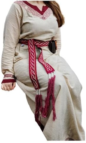 Leonardo Carbone® Unisex Wikinger Gürtel Elina - Männer Gürtel, Mittelalter Kleidung Herren, Gürtel Damen, LARP-Kleidung, Karneval, Cosplay, Hobbit Kostüm - 100% Baumwolle Rot