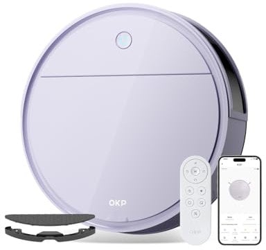 OKP Aspirateur Robot K5 Pro, 5000PA, Contrôle avec WiFi/APP/Alexa, Chargement Automatique, Autonomie de 180 Minutes, Robot Aspirateur Laveur 2 en 1, Idéal pour Les Poussière, Poils d'animaux, Cheveux