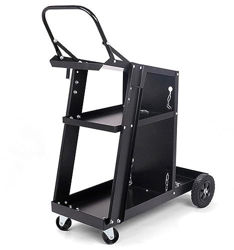 FLNOZAMZ Welding Machine Tool Trolley, Multifunctional 3-Tier Storage Rack, with Upgraded Wheels, for Welding Machines and Gas Bottles, 200lbs Capacity