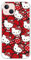Personalaizer Flexible Transparent Case Compatible for Smartphone iPhone 16 with Hello Kitty Red Bows and Polka Dots