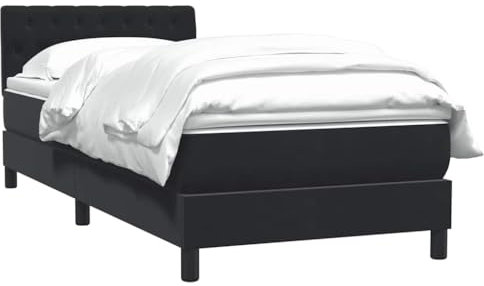 vidaXL Boxspringbett mit Matratze Schwarz 90x210 cm Samt