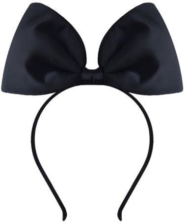 Serre-tête avec nœud noir pour femmes et filles, bandeau géant pour fête, bal de fin d'année, accessoire de cheveux pour cheveux épais et fins avec nœud noir pour filles et femmes