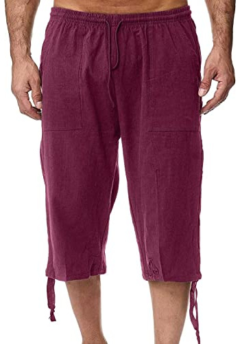 EODJXIO Pantaloncini Cargo Uomo Larghi Pantaloni Chino da Salopette Ciclismo Felpata Lino Estivi Eleganti