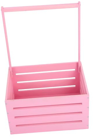 Holz Aufbewahrungskorb mit Griff, Rosa Babyaufbewahrungsbox | Babyshower und Heimaufbewahrung, Geeignet für Puppe und Haustier, Geschenk für Eltern
