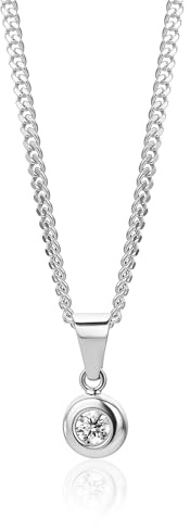 OROVI Collana Donna Oro 9K 375 con Diamante, Pendente Punto Luce Ct 0,10/0,25, Catena Argento 925 (Bianco o Placcata Oro 18KT) 45 cm, Gioielli Donna Anallergici in Elegante Scatola Portagioie