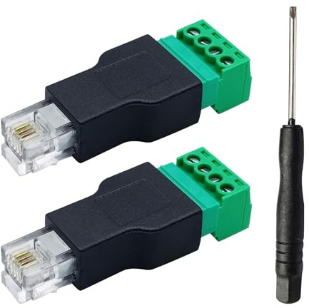 GERUI 2 Stück RJ11 Schraubklemme RJ11 4P 4C (Männlich) Stecker