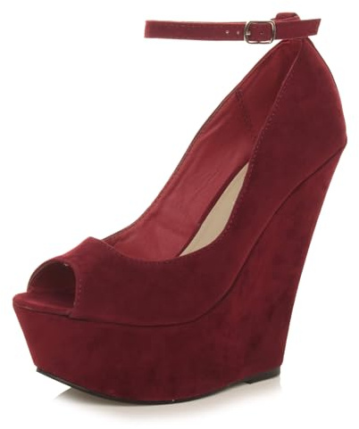 AJVANI Womens Ladies high Heel Wedge Platform peep Toe Court Shoes Ankle Strap Sandals Size