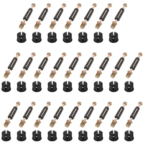 uxcell 25Pcs Cam Lock Screw, M6x40mm Furniture Connecting Fitting, Cam Bolts Dowels for Splicing Assembly of Table Cabinets, Dark Black