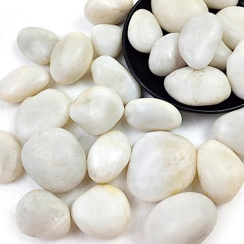 SHIZWU 40-60mm 1.8kg White Polished Garden Pebbles Decorative Stones