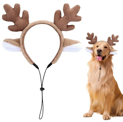 Bandeau De Noël pour Animal, Serre-tête en Bois de Renne pour Chien et Chat, Accessoires pour Animaux, Accessoire Cadeau pour Anniversaire, Halloween, Fête Costumée