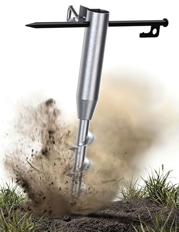 4smile Schirmständer Erdspieß, Stabiler Bodenanker aus Stahl, Mobile Eindrehbodenhülse für Strand & Garten & Camping