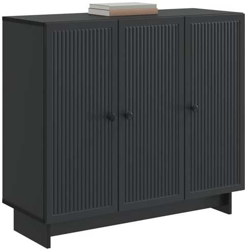 vidaXL Sideboard Schwarz 89 x 34,5 x 80 cm Holzwerkstoff, Elegantes Vintage Sideboard, rechteckige Lösung für Zuhause, multifunktionale Möbel