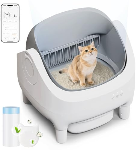 JUMMICO Selbstreinigende Katzentoilette,App-Steuerung,Oben offene Katzenklo selbstreinigend,Katzenklo XXL,15 kg große Katze,15 Tage selbstreinigendes,Für Mehrere Katzen elektrisches katzentoilette
