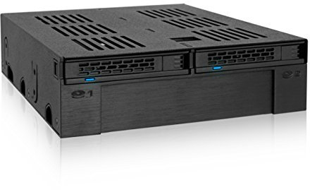 Icy Dock Rack Rimovibile, backplane Cage, Hot Swap Rack Case per 2 HDD o 2.5 SAS/SATA SSD + 3.5 Slot per 5.25 bay, Installazione SSD Senza Attrezzi - ExpressCage MB322SP-B