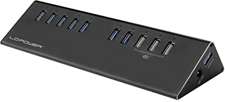 LC-Power LC-HUB-ALU-2B-10 USB 3.0 Hub | 7 USB-Ports | 3 Lade-Port | 5 Gbit/s Superspeed | Aluminium Gehäuse | Plug'n'Play