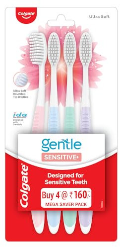 Colgate Sensitive Zahnbürste, ultraweiche Borsten für empfindliche Zähne und Zahnfleisch, Indien, 4 Stück