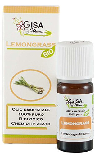 Gisa Wellness - LEMONGRASS - Olio Essenziale Bio - 100% Puro e Naturale - [10ml] - Alimentare - Aromaterapia - Cura della Persona - Benessere - Made in Italy