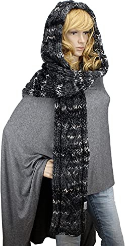 H.E.Arts Kapuzenschal exklusiv Schal XXL handgestrickt