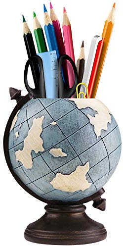 MUAMAX Globe Pen Holder for Desk Pen Pot Vintage Pencil Cup Desktop Organizer Pen Container Retro Home Office School Suppliers Gifts for Teacher Men Geography Gifts