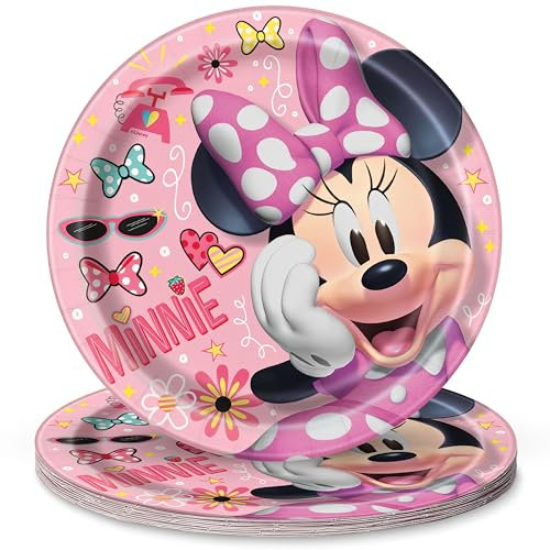 Disney Iconic Minnie Mouse Round 9 inch Dinner Plates [8 per Package]