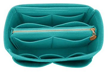 LEXSION Organisatorischer Tascheineinsatz aus Filz mit Reißverschluss, passend für Speedy-Neverfull-Tasche, Taschenformer, Blau (seeblau), Large