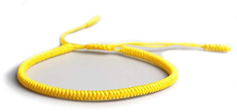 EXINOX Pulsera Espiritual Tibetana | Hombre Mujer | Pulsera Hecha a Mano | Nudo Tradicional Budista (Amarillo)