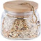 APS 82255 Tarro Woody - Tarro de cristal con tapa de madera - La junta de silicona mantiene el aroma durante más tiempo - 1 litro