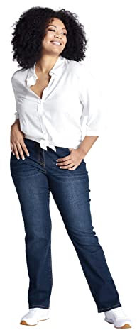 Ulla Popken Damen Straight-jeans Jeans, Blue Denim, 46 EU