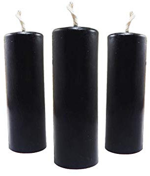 NKlaus 3x Stumpenkerzen rustikal Höhe 95mm Ø 34mm Bienenwachs Tropfkerzen schwarz 36366