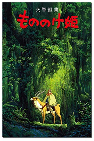 WYBFLF Affiche De Toile Princesse Mononoke Anime Film Miyazaki Bande Dessinée Décor À La Maison 40 * 60 Cm sans Cadre