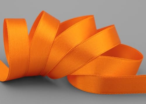finemark 3 m x 15 mm Satinband ORANGE (620) doppelseitiges Schleifenband aus Satin ohne Draht weich und glänzend Geschenkband Deko Band Double face Dekoband Dekorieren Basteln