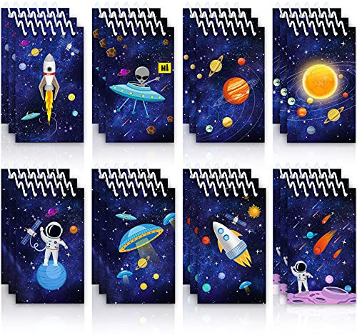 Outus 24 Stücke weltall Mini Notizblöcke, Astronaut Rakete Memo Spirale Winzige Notizbücher Lehrer Klassenzimmer Belohnung Versorgung für Jungen Mädchen Sonnensystem Planet