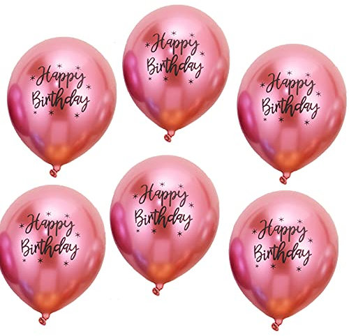 Happy Birthday Rosa Metallic Luftballons,20 Rosa Luftballons Metallic Deko zum Geburtstag Party Kindergeburtstag Happy Birthday Dekoration
