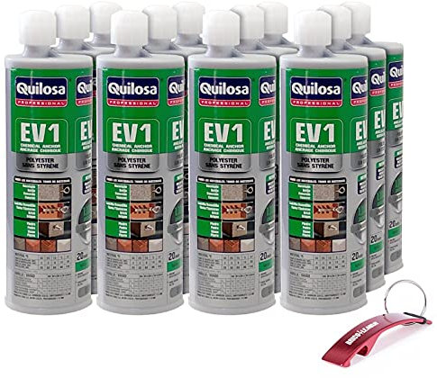 Kit Anclaje Quimico EV1 en caja de 12 cartuchos de 410ml + Llavero/Abrebotellas de Regalo (12 Cartuchos EV1 + Llavero de Regalo)