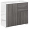 HOMCOM Sideboard Kommode mit Schublade, 2 Push-Click-Türen und Verstellbar Regal, Moderner Aufbewahrungsschrank für Schlafzimmer, Wohnzimmer, Flur 79 x 36 x 74 cm Hochglanz weiß+Hellgrau