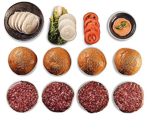BÜFFEL BILL Burger Box M - 2,5kg I Saftige Gourmet Burger mit Prime Rib Patties, Buns & cremiger Büffelmozzarella I Aus den feinsten Wasserbüffel Cuts