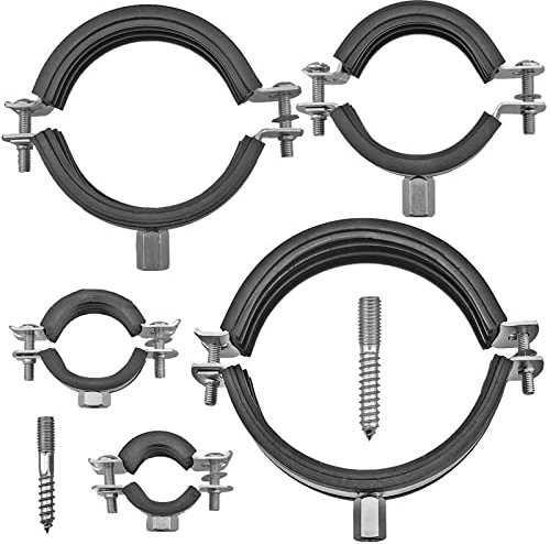 Qualitäts Rohrschellen aus Edelstahl | A2 | 12 bis 207mm | mit Schallschutz + Stockschraube | Wunschgröße und Menge einfach auswählen >>> 1 Zoll = 31-38mm Durchmesser | 1 Stück