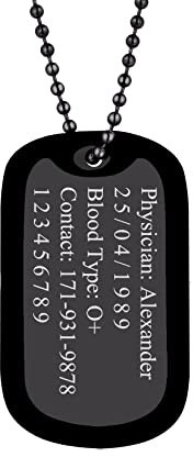 U7 Militärische Erkennungsmarke personalisiert Schwarz Namen Dog Tag Anhänger mit Silikon Rahmen 60cm Kugelkette Unisex Armee Stil Halskette Modeschmuck Accessoire