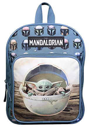 Bagtrotter Rucksack mit Tasche, 31 cm, Motiv: Yoda Star Wars/The Mandalorian, Blau/Beige