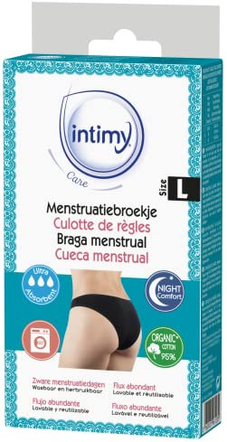INTIMY CARE - Culotte menstruelle Taille L - Débit abondant - 95% Coton Écologique - Lavable et Réutilisable